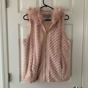 Fuzzy fur hooded vest